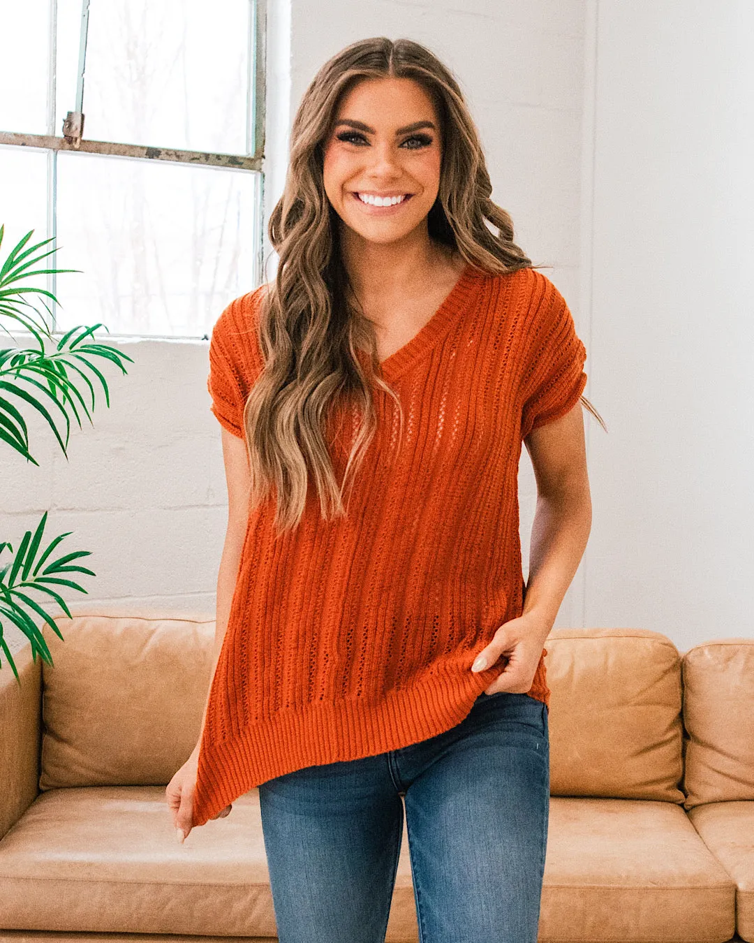 Layla Burnt Orange Short Sleeve Sweater