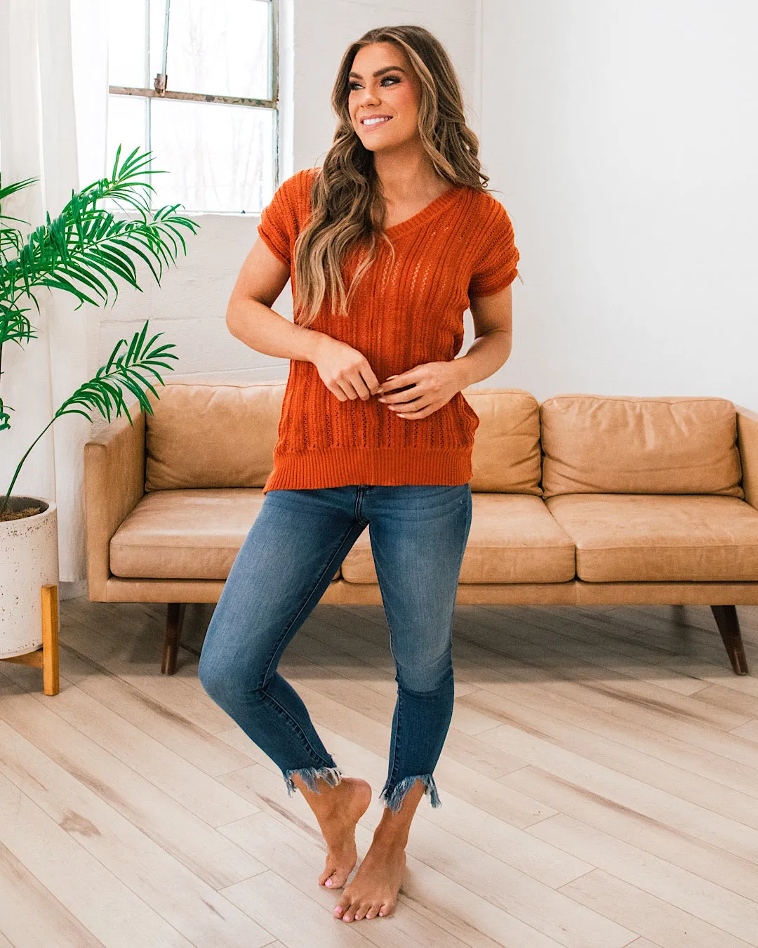 Layla Burnt Orange Short Sleeve Sweater