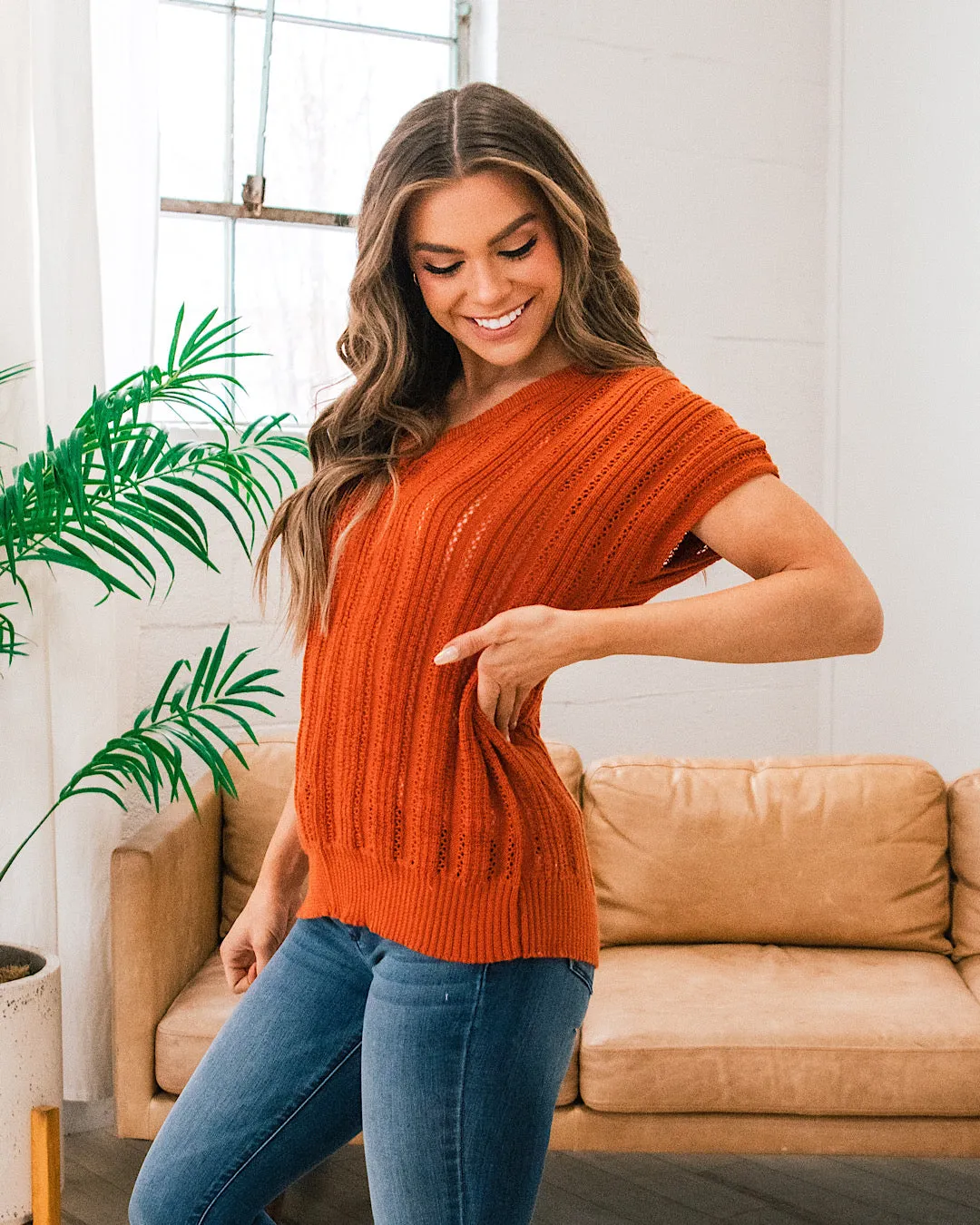 Layla Burnt Orange Short Sleeve Sweater