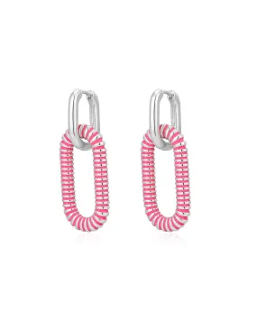 Le Signe Loop Hoops- Hot Pink- Silver