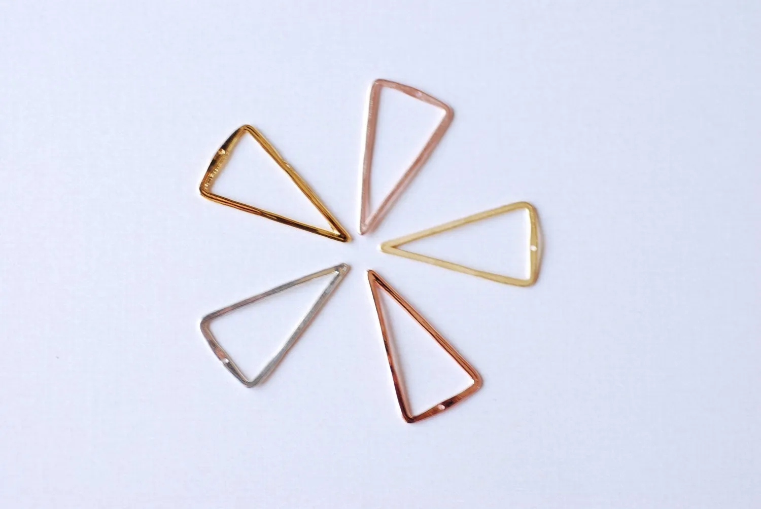 Matte Pink Rose Gold Vermeil Open Triangle Connector Charm- 18k gold plated over Sterling Silver Triangle, Triangle Connector Spacer, 219