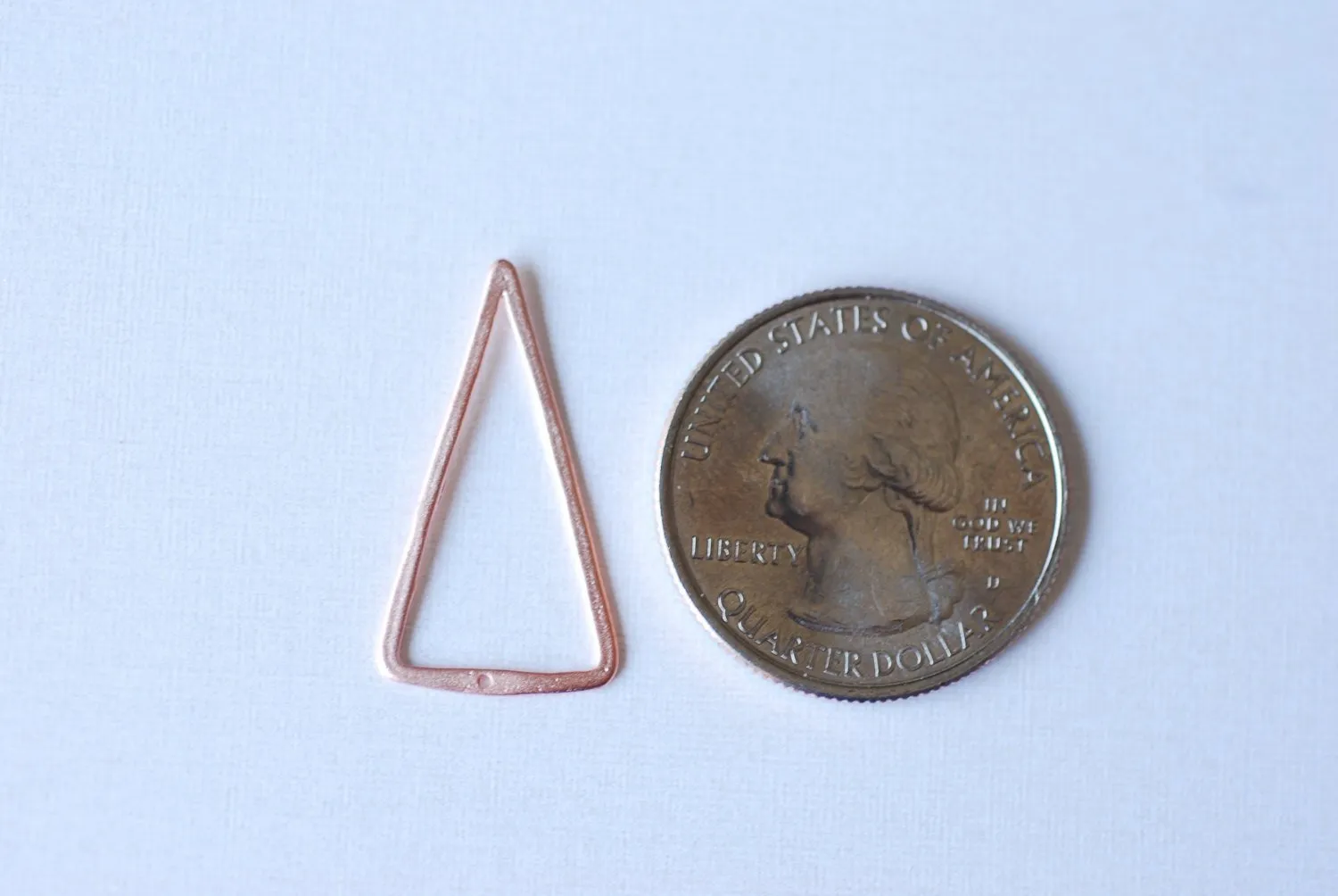 Matte Pink Rose Gold Vermeil Open Triangle Connector Charm- 18k gold plated over Sterling Silver Triangle, Triangle Connector Spacer, 219