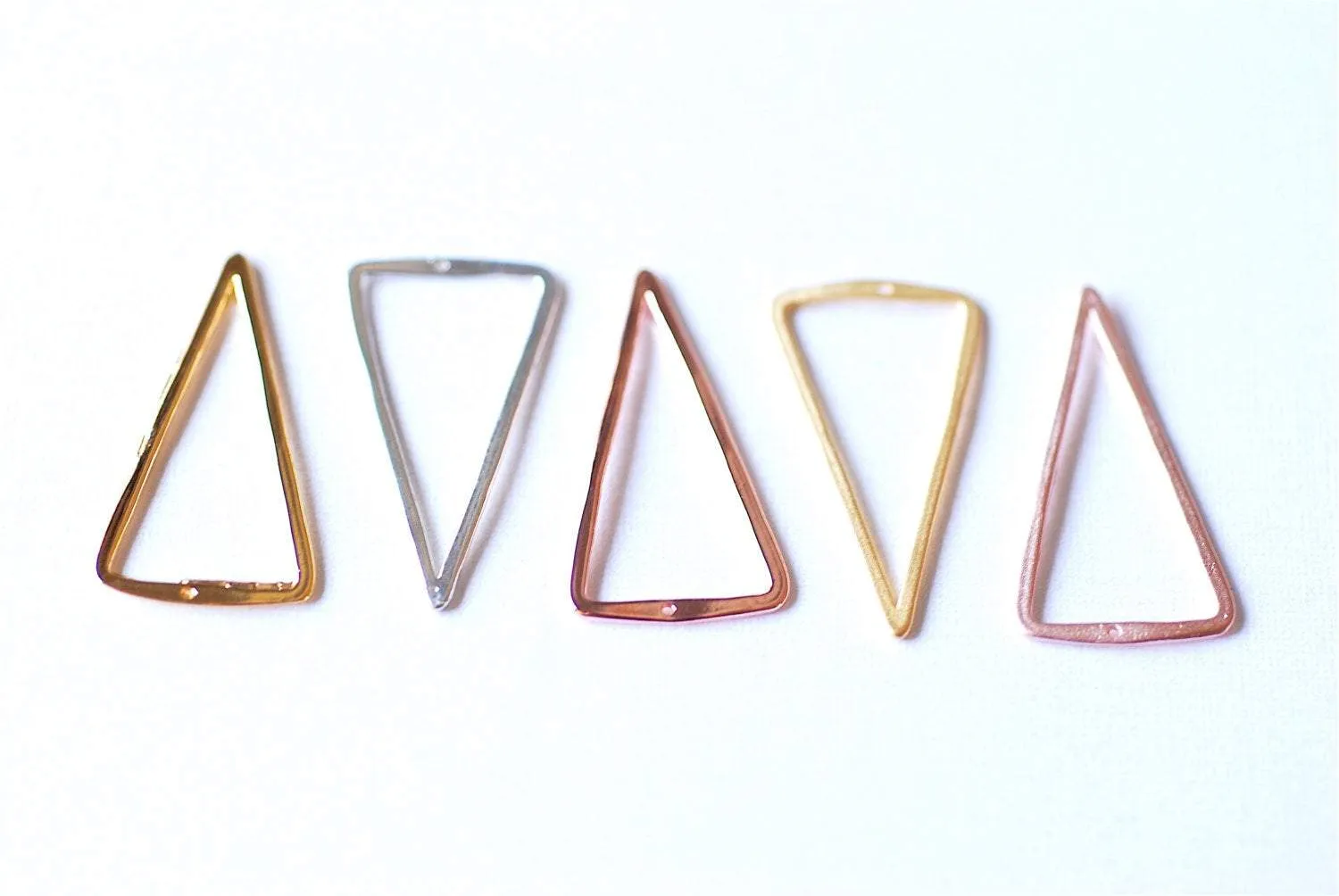 Matte Pink Rose Gold Vermeil Open Triangle Connector Charm- 18k gold plated over Sterling Silver Triangle, Triangle Connector Spacer, 219