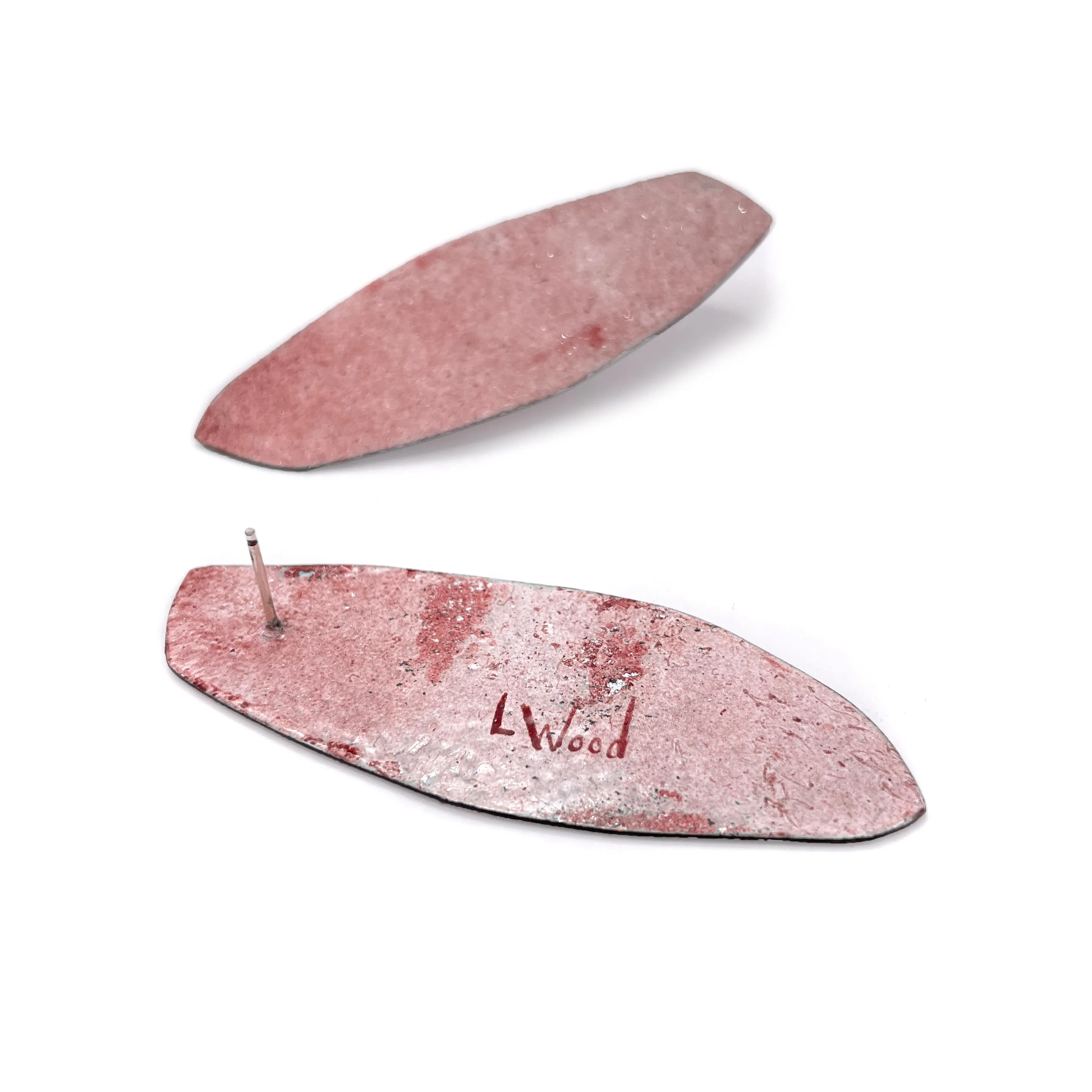 Medium Pink Enamel Earrings