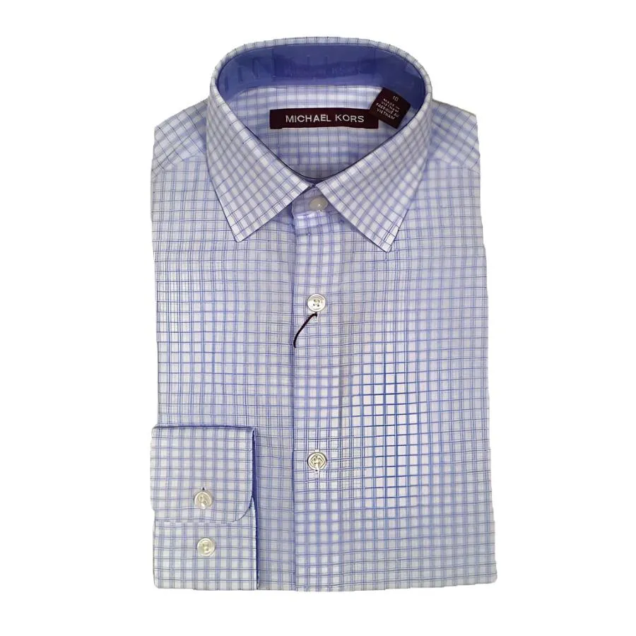 Michael Kors Boys Cotton Blue/White Check Dress Shirt Z0341