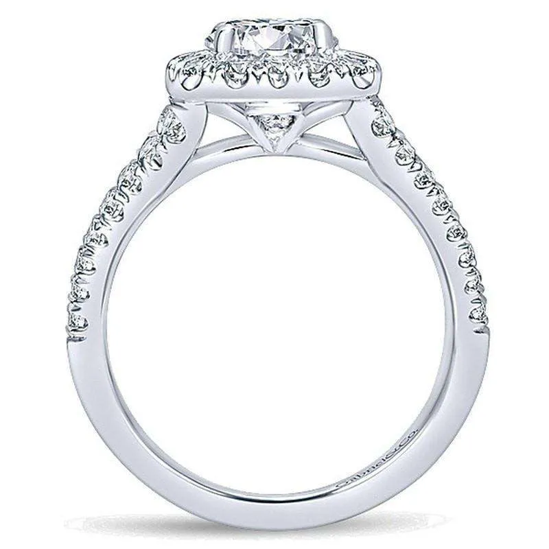 Mounting Only, Halo Engagement Ring with Split Shank