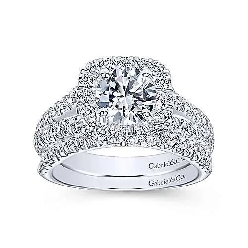 Mounting Only, Halo Engagement Ring with Split Shank