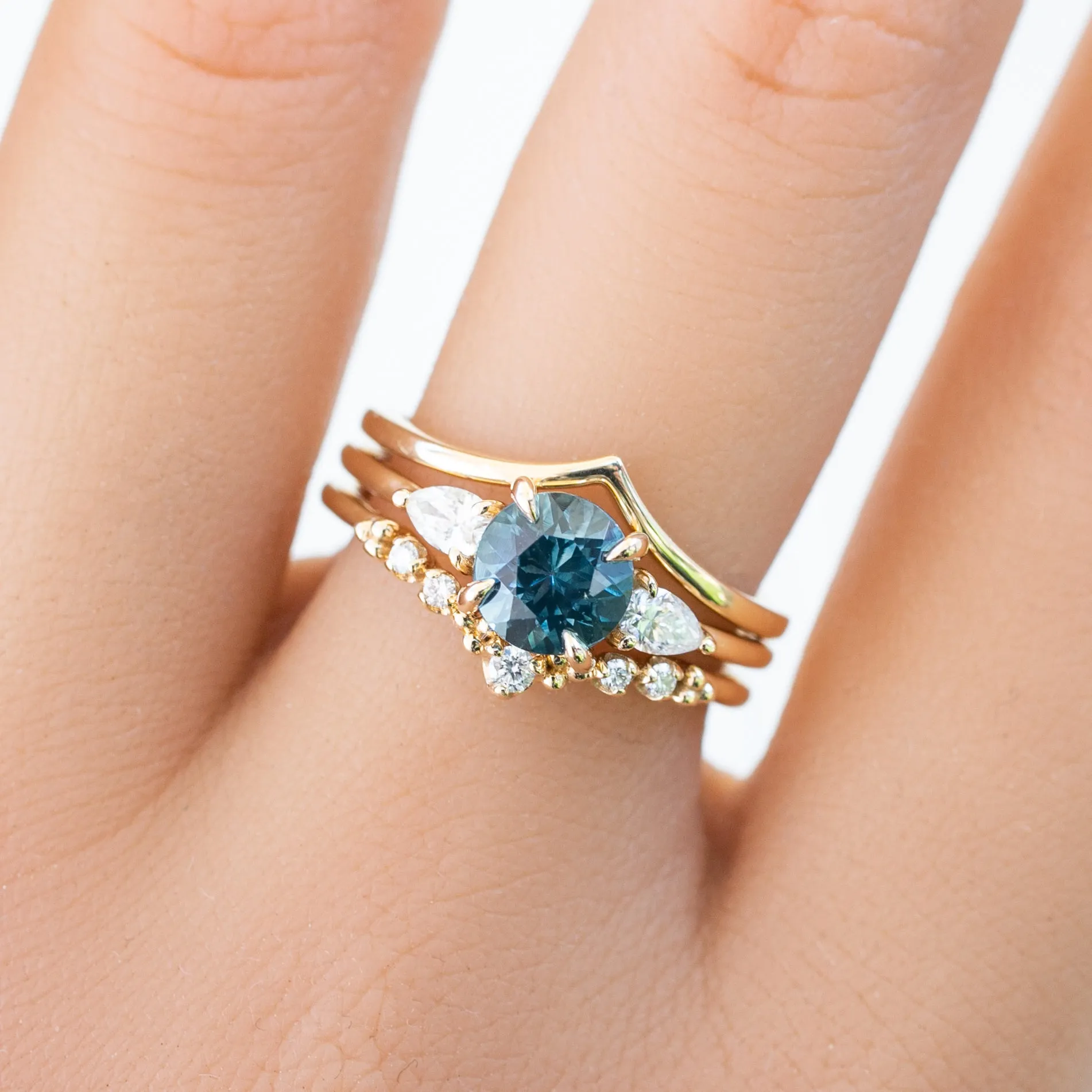 Olivia Ring 1.42ct Teal Blue Montana Sapphire, 14k Yellow Gold (One of a kind)