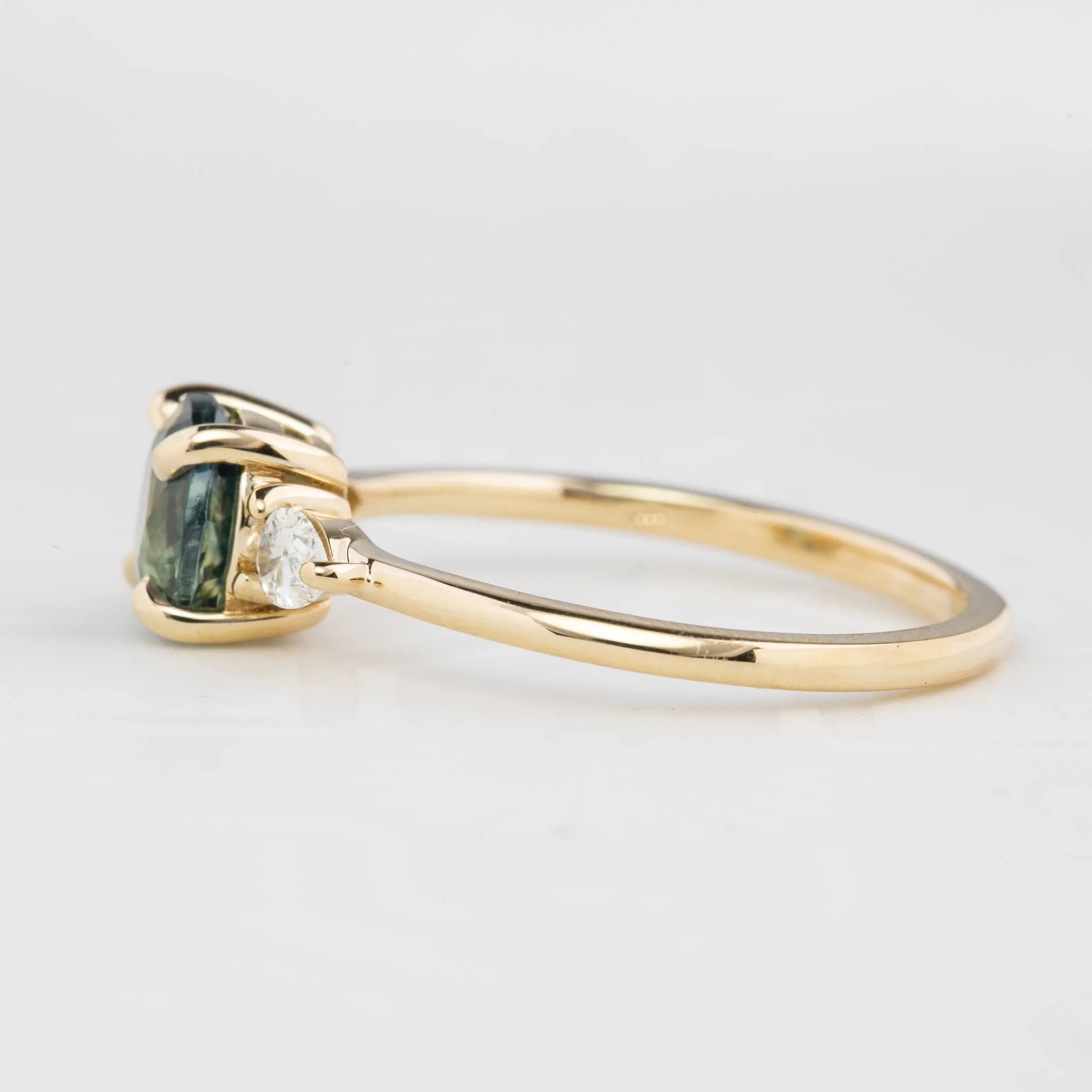 Olivia Ring 1.42ct Teal Blue Montana Sapphire, 14k Yellow Gold (One of a kind)