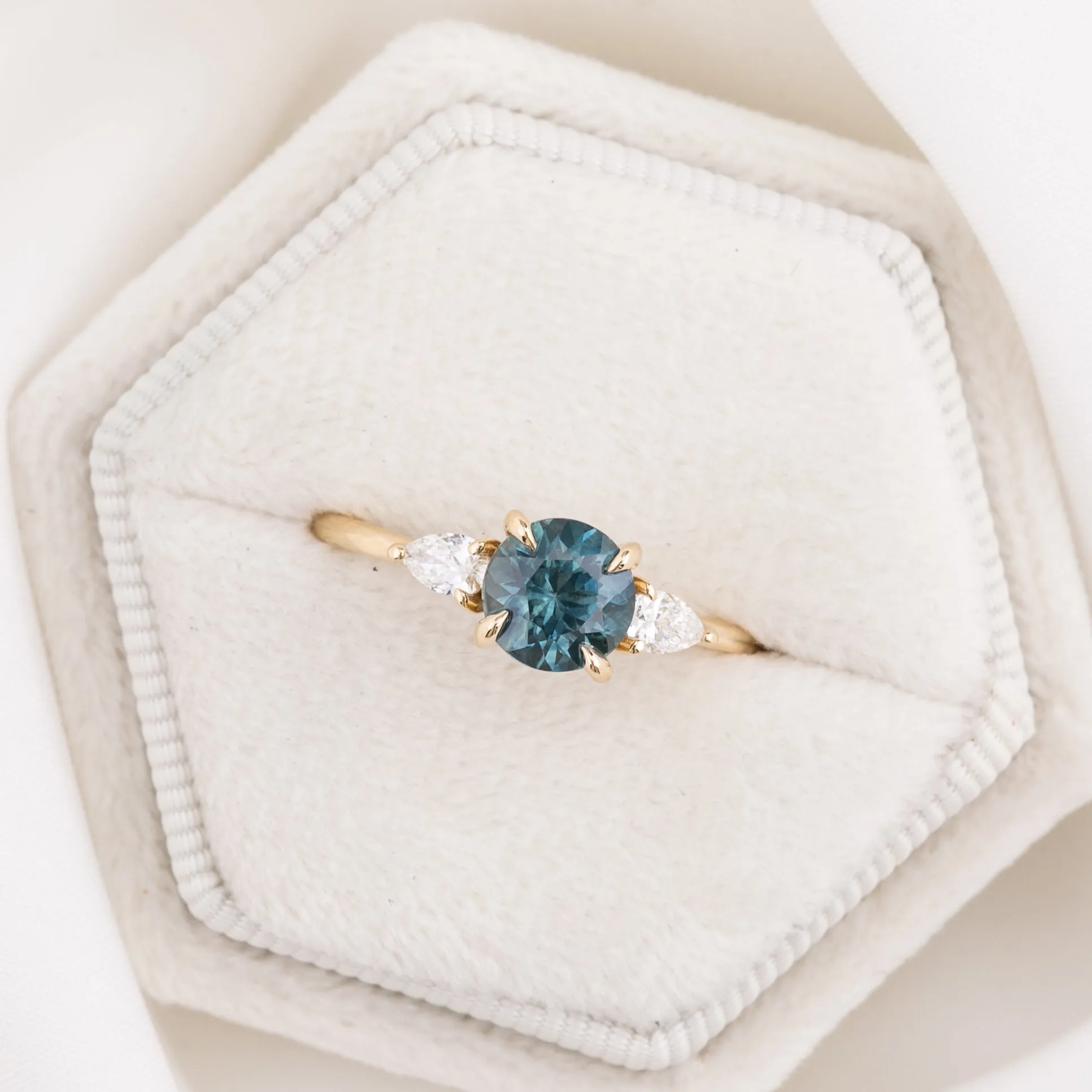 Olivia Ring 1.42ct Teal Blue Montana Sapphire, 14k Yellow Gold (One of a kind)