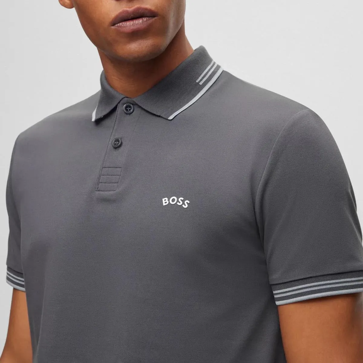 Paul Curved Cotton Jersey Slim Fit Polo Dark Grey - W23