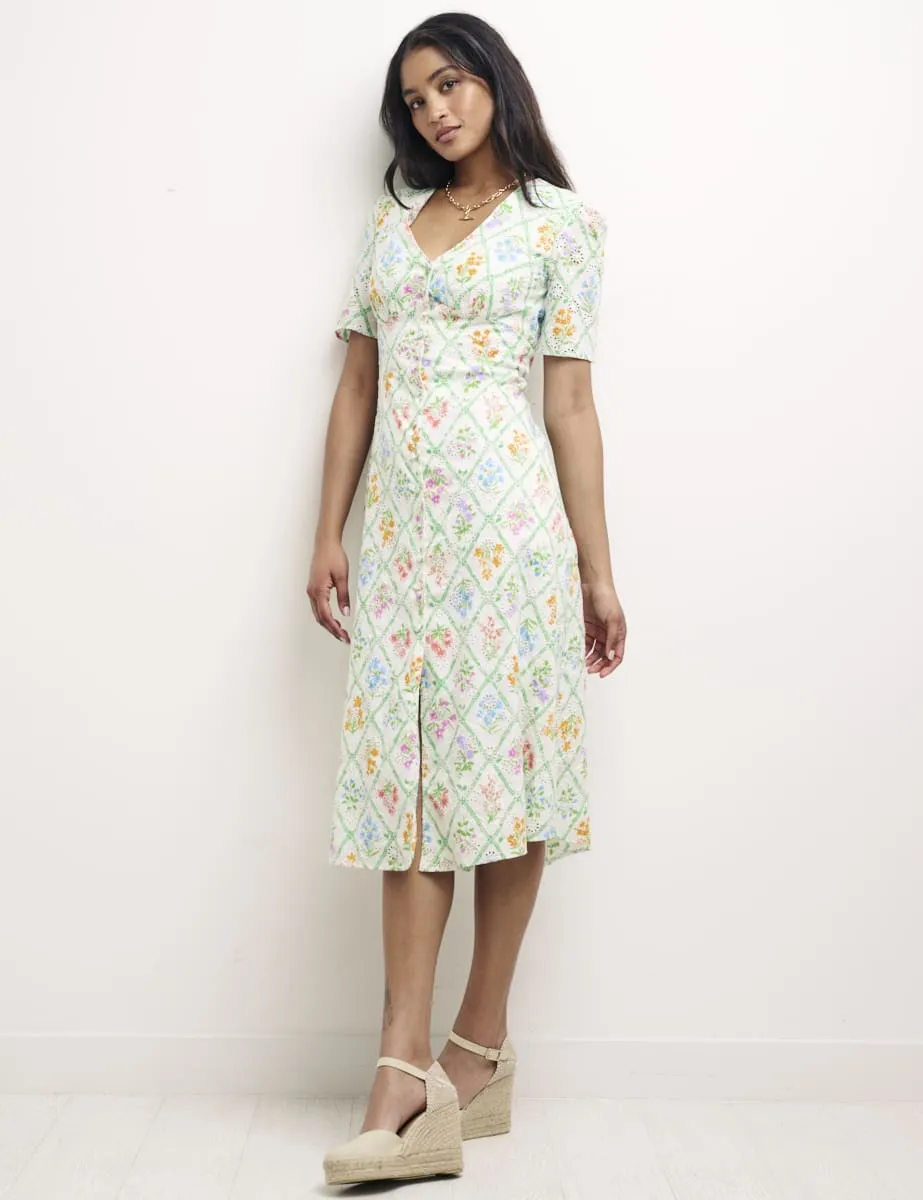 Petite Floral Broderie Alexa Midi Dress