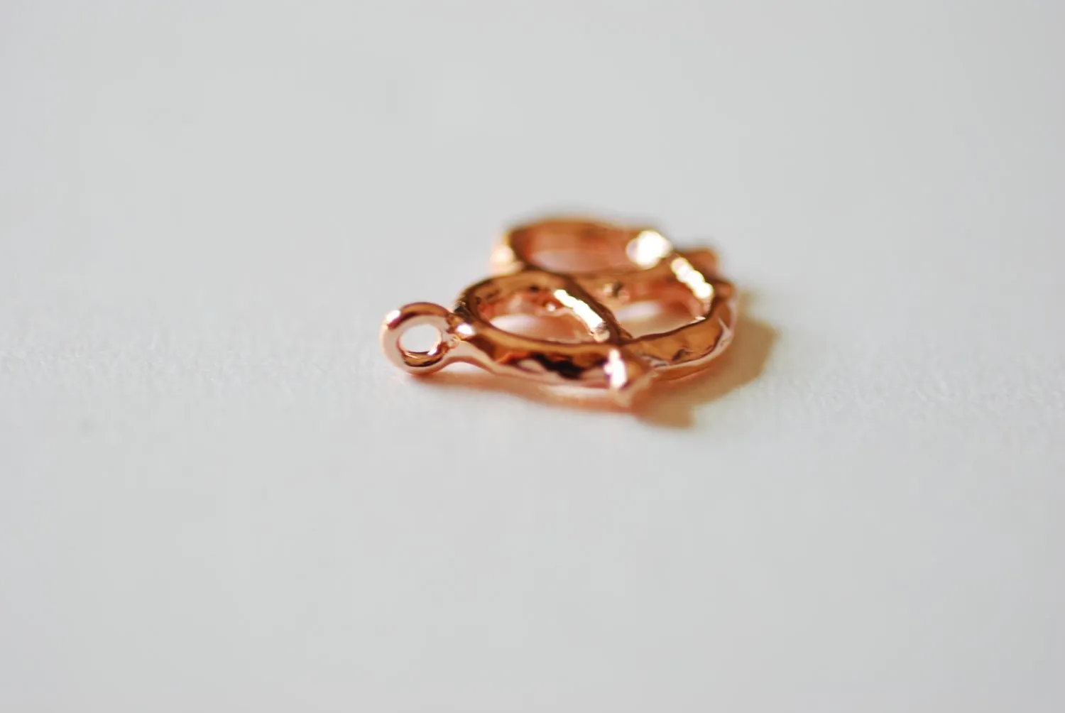 Pink Rose Vermeil Gold Pretzel Charm- 18k gold plated Sterling Silver twisted pretzel charm Pendant, Gold Pretzel Charm, Bagel, heart, 243