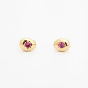 Pink Sapphire Pebble Studs