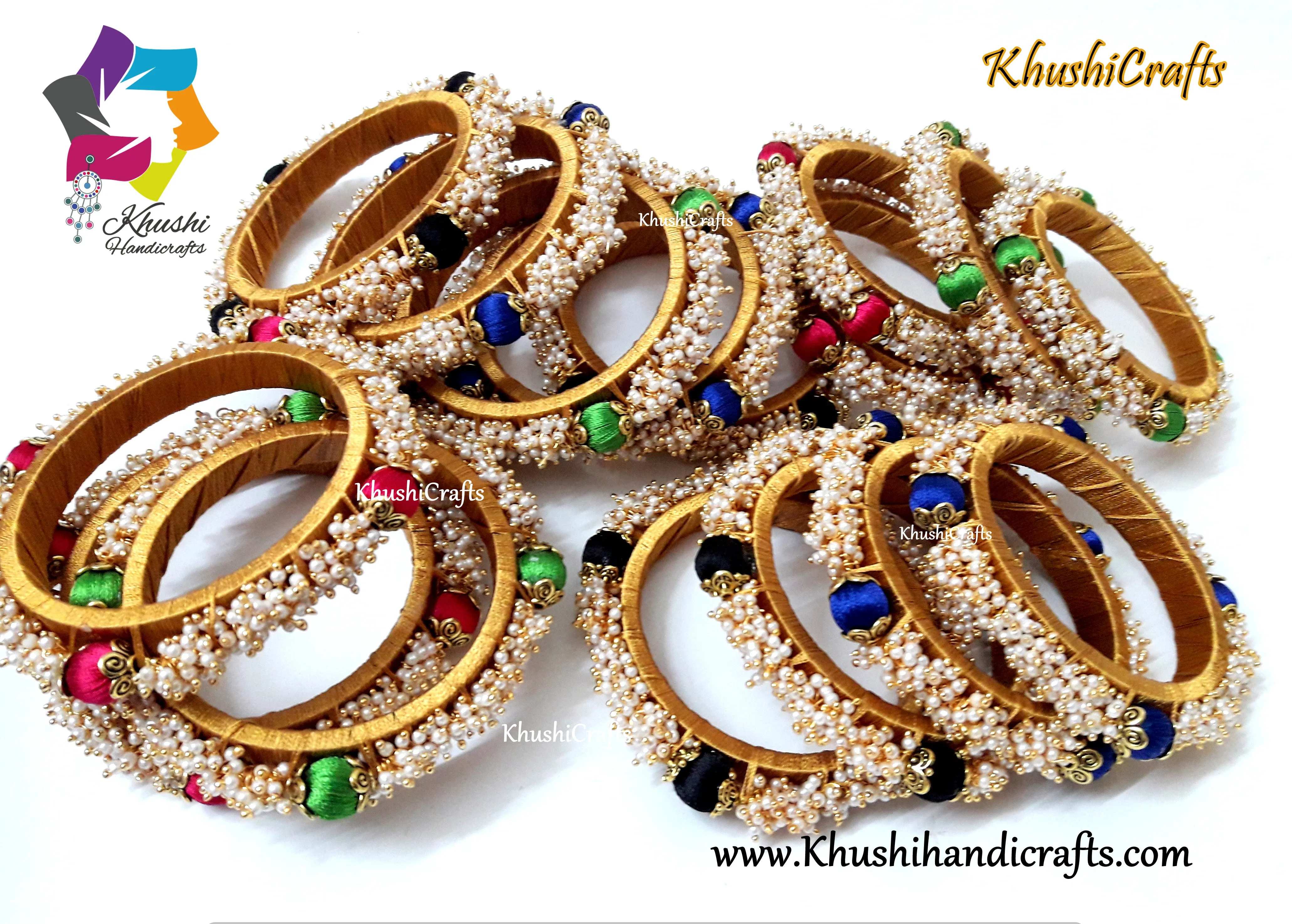 Silk thread Bangles with Loreal work