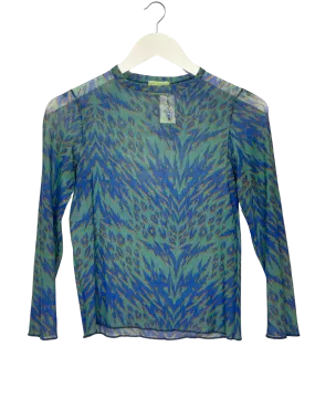 Size XS - Aries Blue Mesh Tiger Print Top