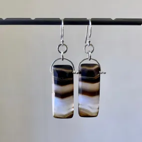 Stirrup Botswana agate bars earrings