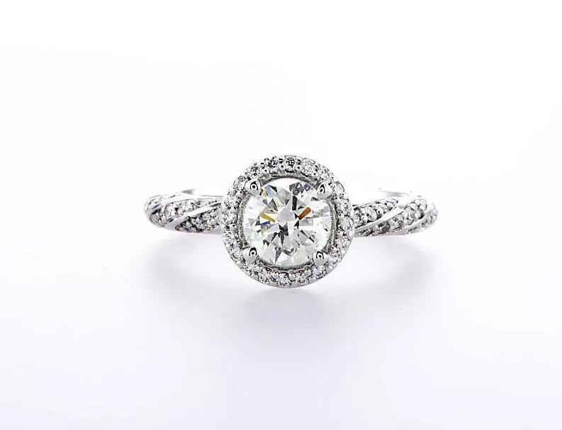 Swirl Round Halo Engagement Ring (1.13Ctw)