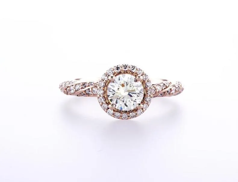 Swirl Round Halo Engagement Ring (1.13Ctw)