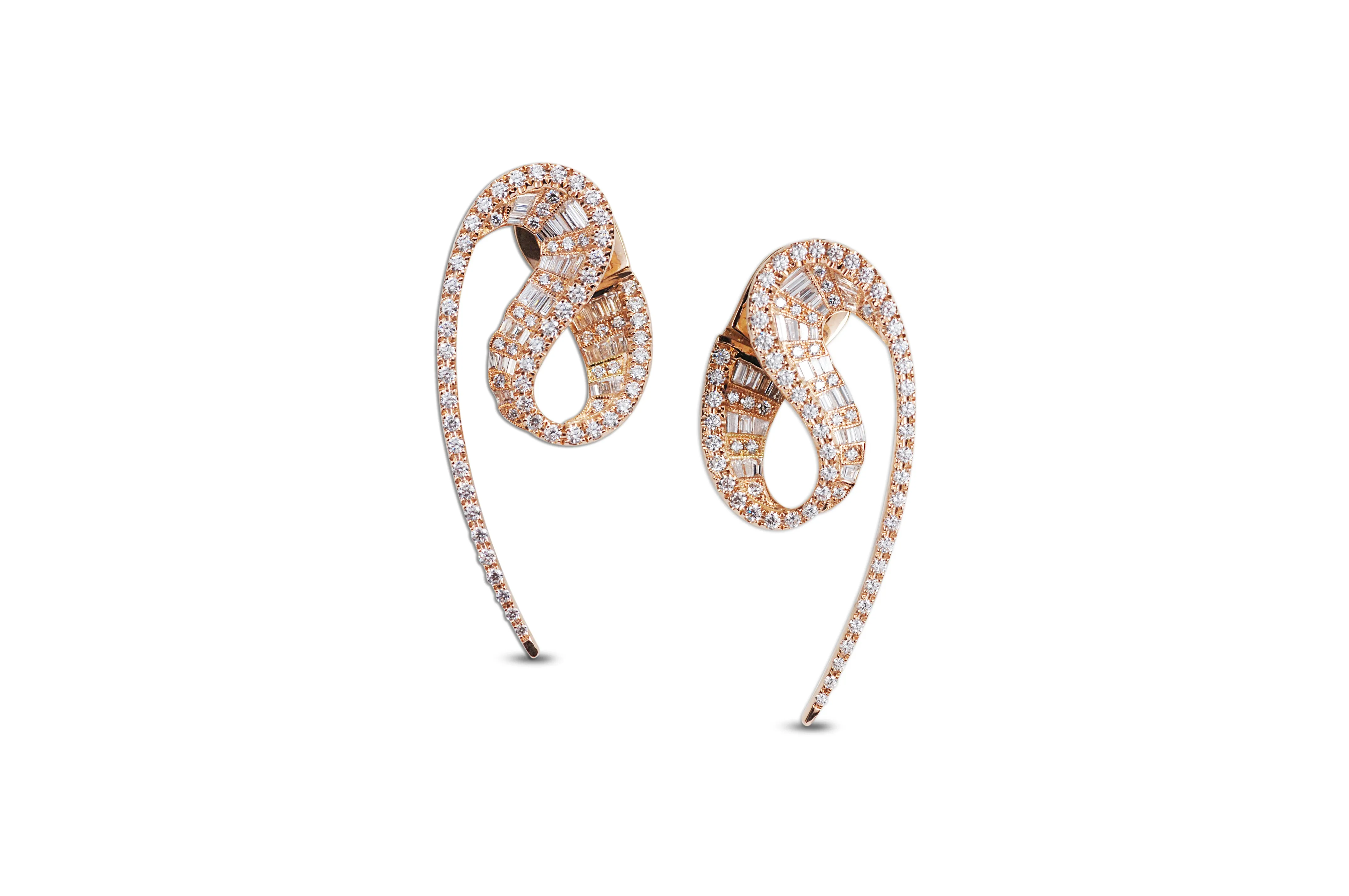 Talay Wave Diamond Rose Gold Earrings